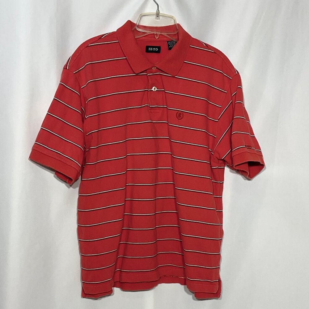 Orange IZOD L Polo Shirt 3/$14 Mens Striped 100% Cotton